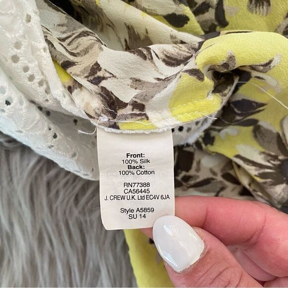 J. Crew Silk crochet Eyelet Spliced Blouse, 00 - Picture 6 of 10